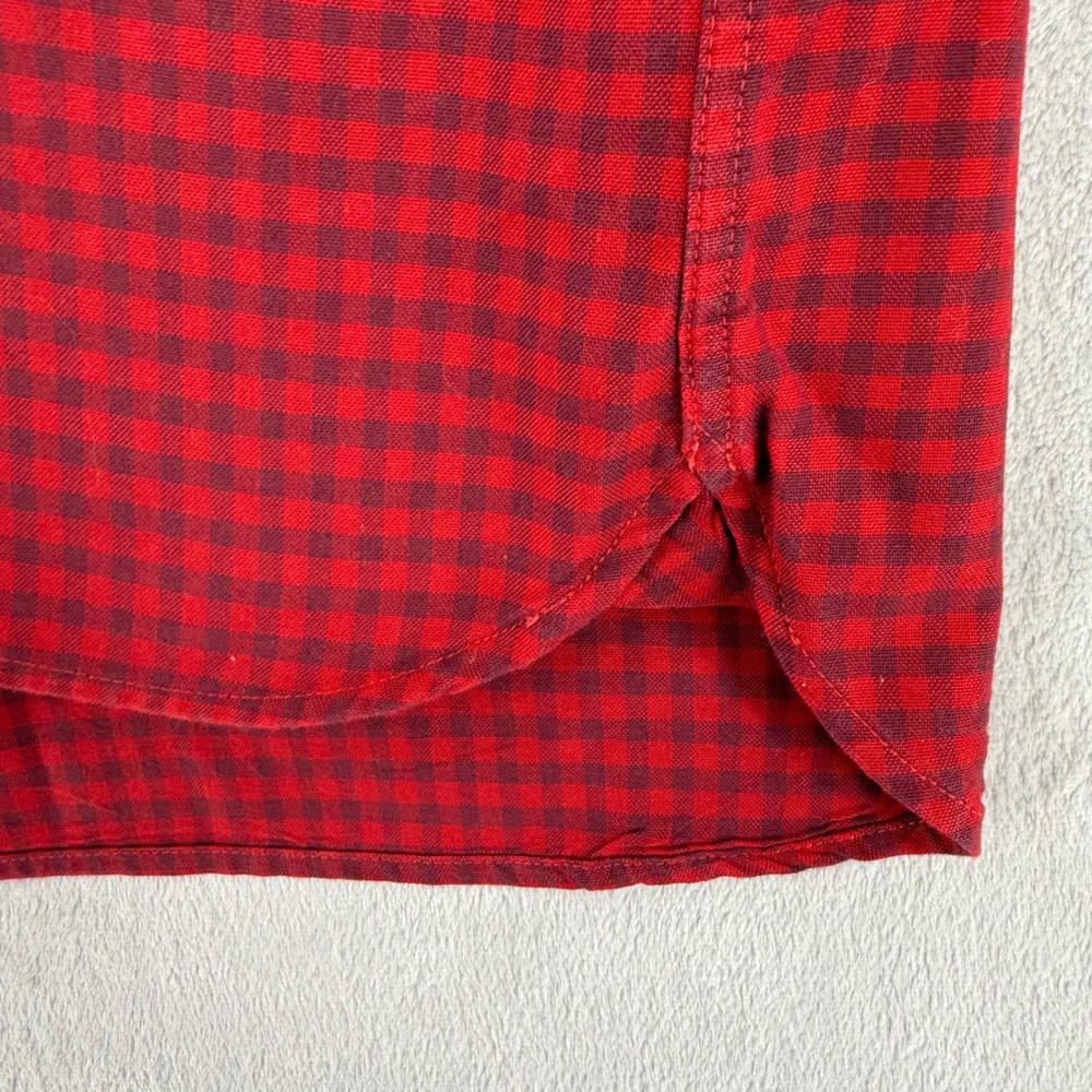 Lacoste Mens Large Regular Fit Gingham Button Down Shirt Red Navy Blue Preppy - Picture 6 of 13